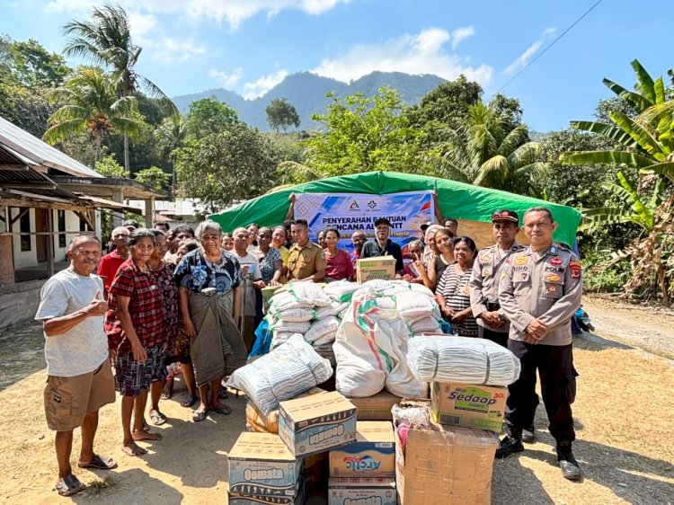 Uluran Tangan di Tengah Bencana, Polres Manggarai Timur Salurkan Bantuan dari PT. Trinusa Resources dan CBP Group untuk Warga Terdampak Bencana Pascagempa di Kota Ndora